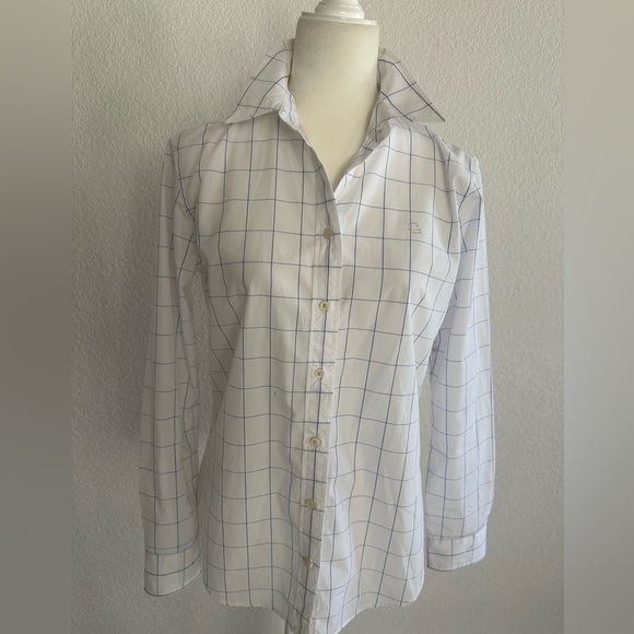 Ralph Lauren White and Blue Checkered Button Down Shirt - Picture 6 of 6